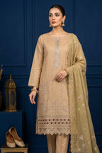 Beige – Premium Unstitched Embroidered Lawn 3PC Dress with Chiffon Dupatta