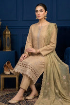 Beige – Premium Unstitched Embroidered Lawn 3PC Dress with Chiffon Dupatta