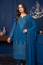 Turquoise Teal Edit Luxury Embroidered Chiffon 3PC Kurta Set