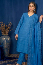 Sky Blue – Premium Unstitched Embroidered Lawn 3PC Dress with Chiffon Dupatta
