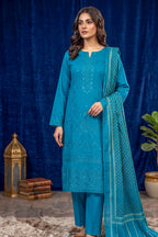 Turquoise Teal – Premium Unstitched Embroidered Lawn 3PC Dress with Printed Dupatta