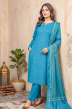 Turquoise Teal – Premium Unstitched Embroidered Lawn 3PC Dress with Printed Dupatta