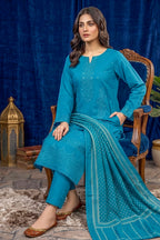 Turquoise Teal – Premium Unstitched Embroidered Lawn 3PC Dress with Printed Dupatta