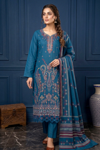 Medium Teal – Premium Unstitched Embroidered Lawn 3PC Dress with Lawn Dupatta