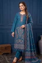 Medium Teal – Premium Unstitched Embroidered Lawn 3PC Dress with Lawn Dupatta