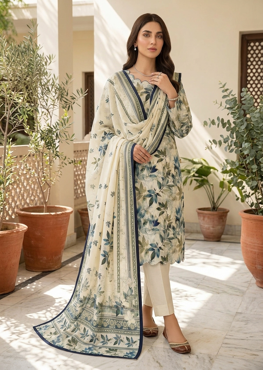 3 Piece Printed Lawn Suit - Stitched