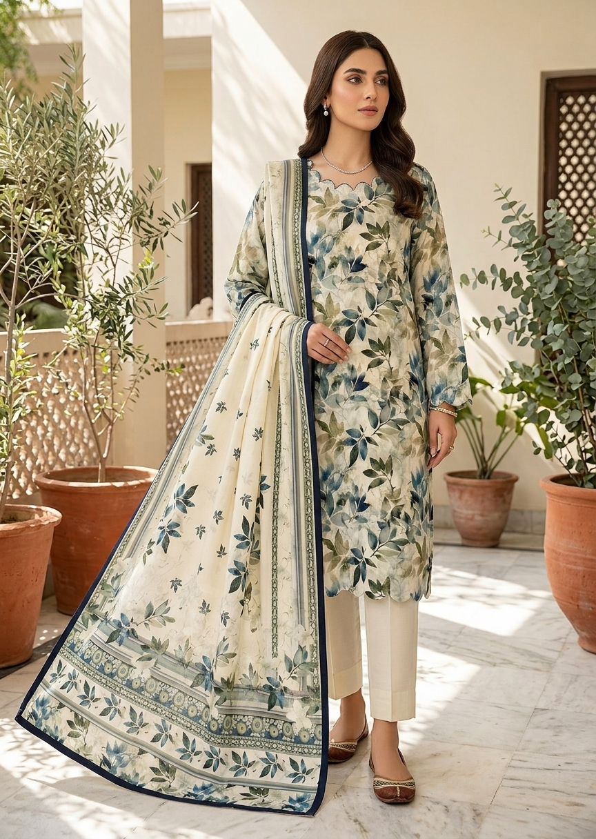 3 Piece Printed Lawn Suit - Stitched