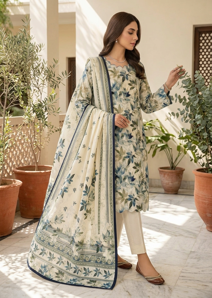 3 Piece Printed Lawn Suit - Stitched