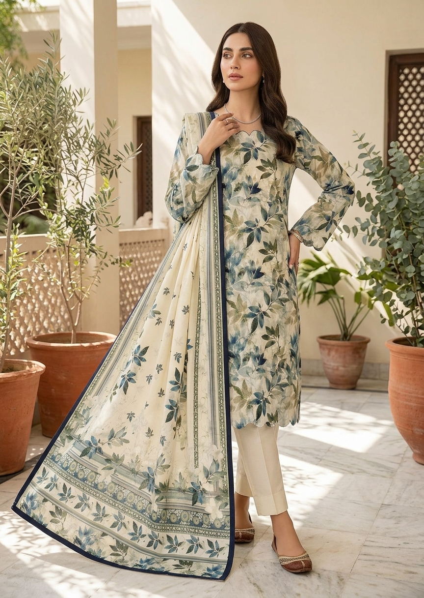 3 Piece Printed Lawn Suit - Stitched