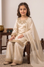 Light Beige – Kids Luxury Silk 3PC Dress