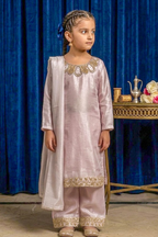 Rosé Belle – Pastel Pink Premium Silk Kids 3PC Dress