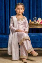 Rosé Belle – Pastel Pink Premium Silk Kids 3PC Dress