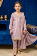 Pinkish Mauve Belle – Premium Silk Kids 3PC Dress
