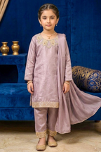 Pinkish Mauve Belle – Premium Silk Kids 3PC Dress