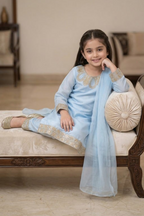 Powder Blue – Kids Luxury Silk 3PC Dress