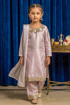 Rosé Belle – Pastel Pink Premium Silk Kids 3PC Dress